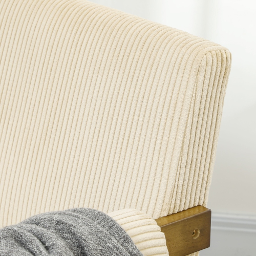HOMCOM Accent Chair with Wide Seat, Corduroy Upholstered Armchair, Modern Living Room Chair with Soft Padded Armrests and Solid Wood Legs for