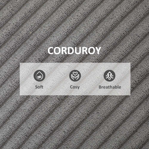 HOMCOM Accent Chair with Wide Seat, Corduroy Upholstered Armchair, Modern Living Room Chair with Soft Padded Armrests and Solid Wood Legs for