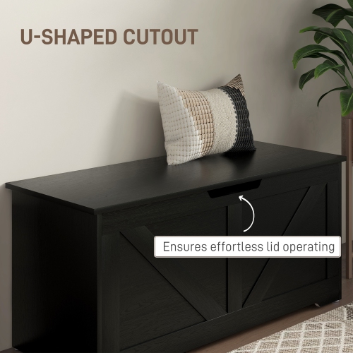 HOMCOM Storage Chest, Storage Bench with 2 Safety Hinges and U-shaped Cut-out Pull for Living Room, Entryway, 39.4" x 15.7" x 17.7", Supports 300