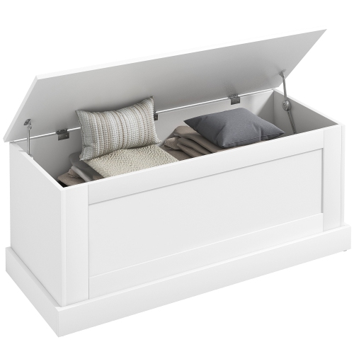 HOMCOM – Commode de rangement, coffre de rangement avec charnière de sécurité, boîte en bois pour salon, entrée, 39,4 17 x 15 7 x 7&nbsp;po, grain de