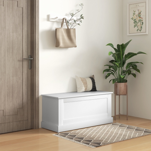 HOMCOM – Commode de rangement, coffre de rangement avec charnière de sécurité, boîte en bois pour salon, entrée, 39,4 17 x 15 7 x 7 po, grain de