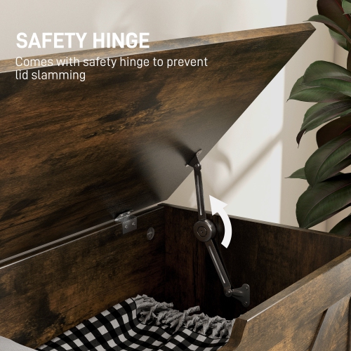 HOMCOM – Coffre de rangement, banc de rangement avec 2 charnières de sécurité et découpe en U pour le salon et l'entrée, 39,4&nbsp;po x 15,7&nbsp;po