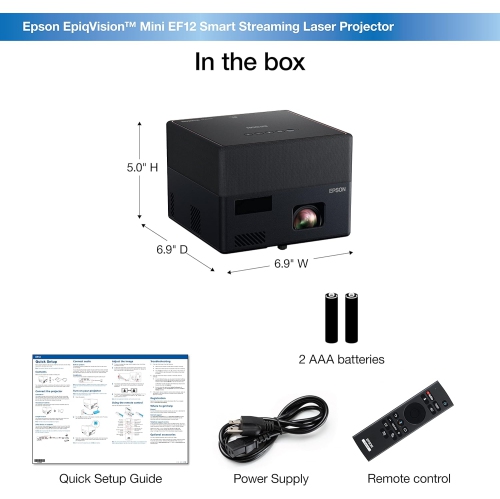 EPSON-EpiqVision-Mini-EF12-Projecteur laser intelligent à diffusion en continu, HDR, Android-TV, Portatif,-Sound-by-Yamaha,-3LCD,-HD intégrale-1080p