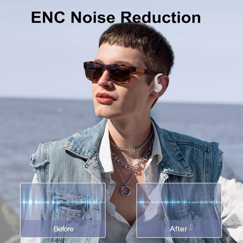 Wireless Earbuds, Bluetooth 5.3 Headphones Sport with ENC Mic, IP7 Waterproof Ear Buds with Earhook for Running, White