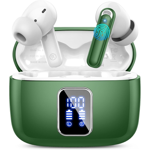 NONE Wireless Earbuds, Bluetooth Ear Buds 5.3 Mini Hifi Stereo With 4 Enc Noise Cancelling Mics, Ip7 Waterproof In Ear Earphones, for Sports Bluetooth Earbuds, Green