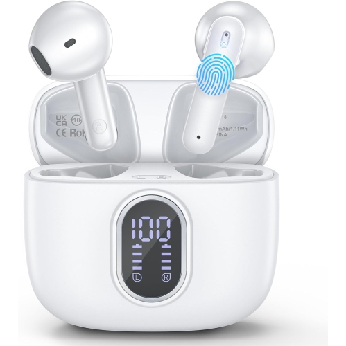 NONE  Wireless Earbuds Bluetooth 5.3 Headphones 40 Hrs Playtime With Led Display, Ip7 Waterproof Ear Buds Wireless Ear Buds With Mic for Iphone Android