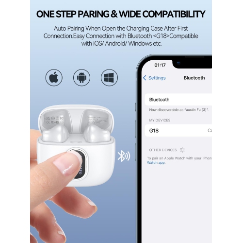 Wireless Earbuds Bluetooth 5.3 Headphones 40 Hrs Playtime with LED Display, IP7 Waterproof Ear Buds Wireless Ear Buds with Mic for iPhone Android,