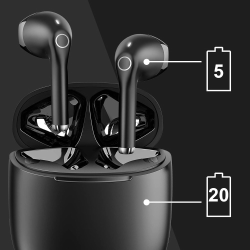 Wireless Earbuds, IPX5 Waterproof Wireless Headphones Touch Control, Bluetooth Headphones 25 Hrs with USB-C Charging for Running, Black