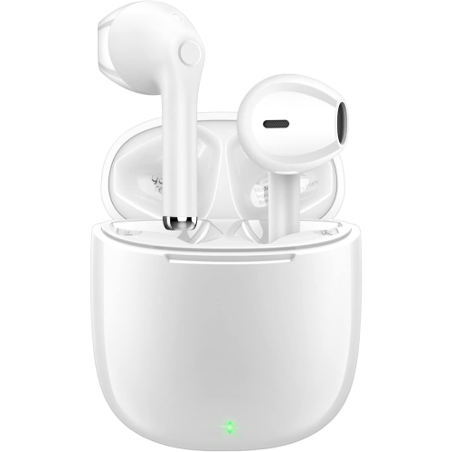 Wireless Earbuds, IPX5 Waterproof Wireless Headphones Touch Control, Bluetooth Headphones 25 Hrs with USB-C Charging for Running, White