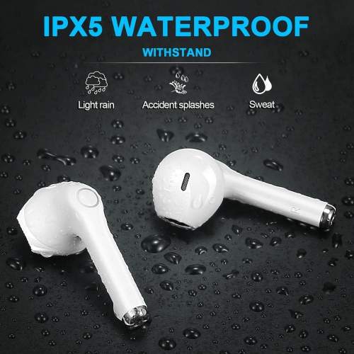 Wireless Earbuds, IPX5 Waterproof Wireless Headphones Touch Control, Bluetooth Headphones 25 Hrs with USB-C Charging for Running, White