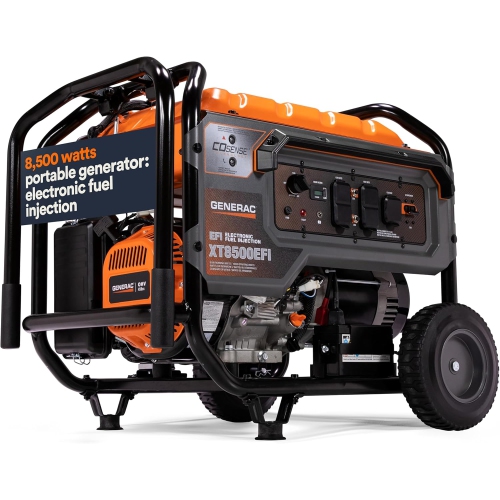 GENERAC  7247 Xt8500Efi 8, 500-Watt Gas-Powered Portable Generator - Powerful Electronic Fuel Injection Engine