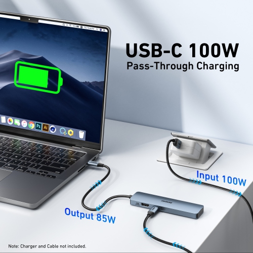 BENFEI USB C HUB 6-in-1 with HDMI(4K@60Hz), 100W Power Delivery, 10Gbps 2*USB-A and 2*USB-C Compatible with iPhone 15 Pro/Max, MacBook, iPad Pro,