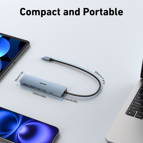 BENFEI USB C HUB 6-in-1 with HDMI(4K@60Hz), 100W Power Delivery, 10Gbps 2*USB-A and 2*USB-C Compatible with iPhone 15 Pro/Max, MacBook, iPad Pro,