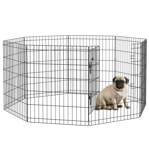 PawHut Dog Playpen Puppy Play Pen, 8 Panels Pet Exercise Fences for Outside Indoor, 30"H