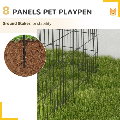 PawHut Dog Playpen Puppy Play Pen, 8 Panels Pet Exercise Fences for Outside Indoor, 30"H