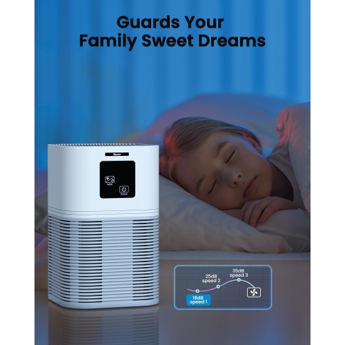 VEWIOR Air Purifiers for Home up to 600 sqft, HEPA Air Purifiers Large Room for Pet Dander, Wildfire, Smoke, Pollen