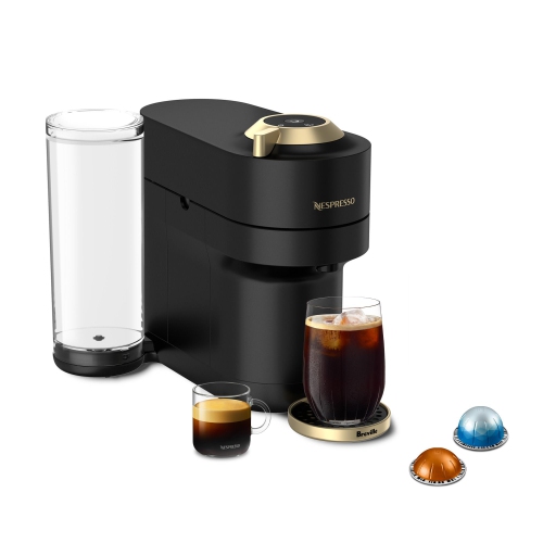 Machine à café et à espresso Nespresso Vertuo Pop+ Deluxe par Breville, noir mat et doré