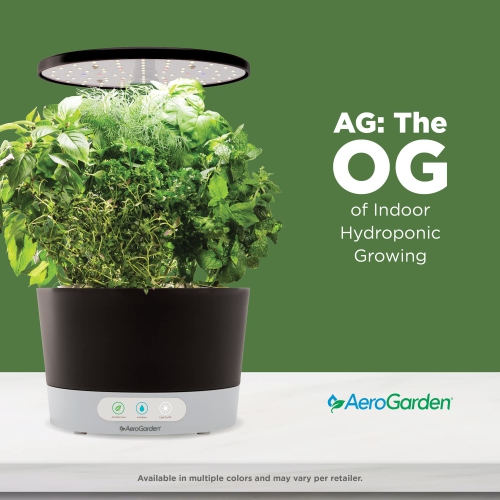 AeroGarden – Système hydroponique pour jardin d'intérieur Harvest 360 avec lumière de culture à DEL et trousse d'herbes, peut contenir jusqu'à 6