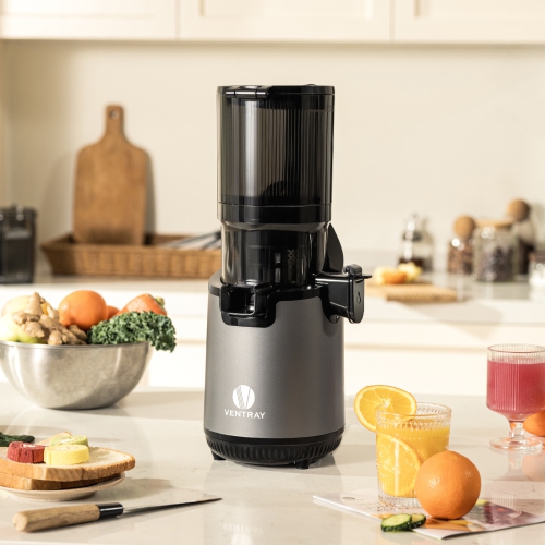 Ventray Slow Masticating Cold Press Juicer with 5.1" Extra Large Wide Feed Chute, High Juice Yield with 1 FREE extra auger