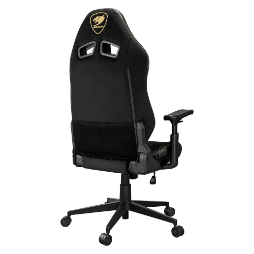 Cougar Explore Royal F Office Gaming Chair - Ergonomic, High Back PVC Velvet Fabric + PVC Leather Upholstery Reclining Backrest, Black/Gold