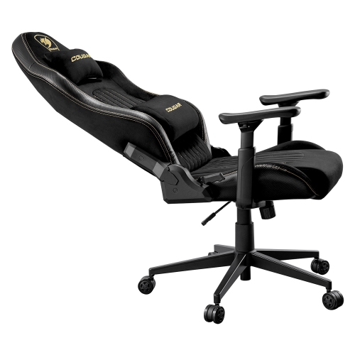 Cougar Explore Royal F Office Gaming Chair - Ergonomic, High Back PVC Velvet Fabric + PVC Leather Upholstery Reclining Backrest, Black/Gold