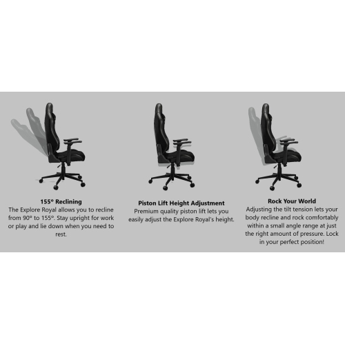 Cougar Explore Royal F Office Gaming Chair - Ergonomic, High Back PVC Velvet Fabric + PVC Leather Upholstery Reclining Backrest, Black/Gold