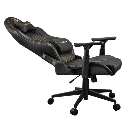 Cougar Explore Royal Office Gaming Chair - Ergonomic, High Back PVC Leather Upholstery Reclining Backrest, Black/Gold