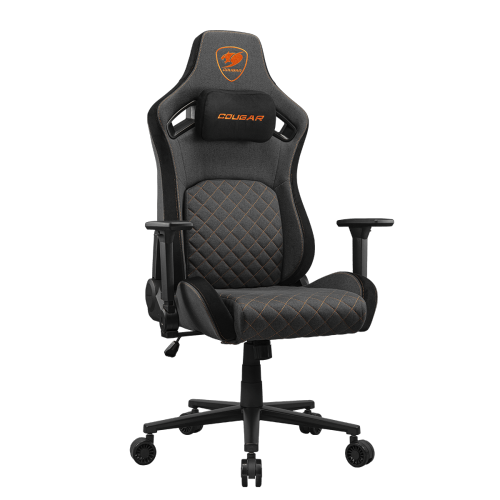 Cougar Defensor F Gaming Chair, Ergonomic High‑Back Imitation Linen, 155° Recline, 4D Armrests & Lumbar Support, Gray