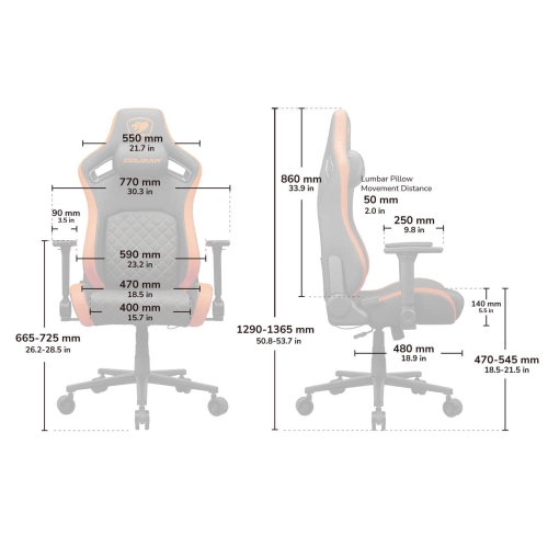 Cougar Defensor F Gaming Chair, Ergonomic High‑Back Imitation Linen, 155° Recline, 4D Armrests & Lumbar Support, Gray