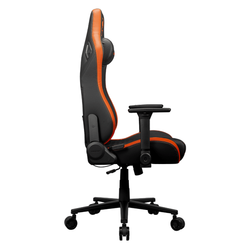 Cougar Defensor Gaming Chair, Ergonomic High‑Back PU Leather, 155° Recline, 4D Armrests & Lumbar Support, Black/Orange