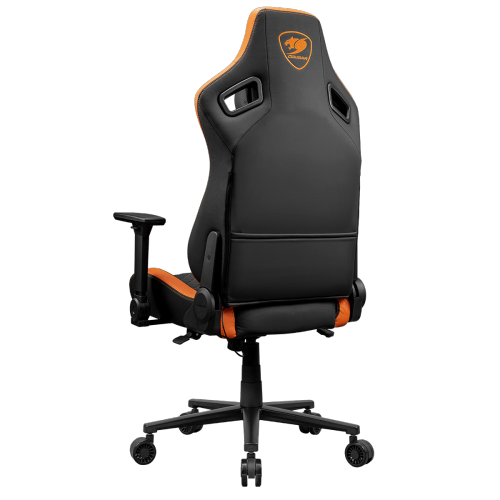 Cougar Defensor Gaming Chair, Ergonomic High‑Back PU Leather, 155° Recline, 4D Armrests & Lumbar Support, Black/Orange