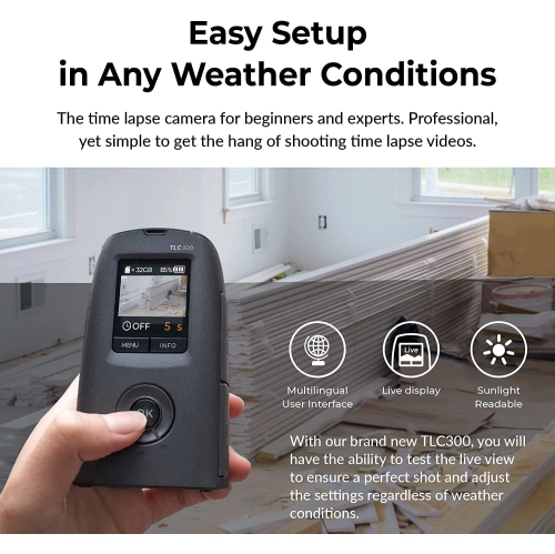 Brinno Time Lapse Camera TLC300, 2023 Timelapse Camera Outdoor Construction, Outdoor & Indoor Use, Professional HDR FHD1080P Timelapse Camera with