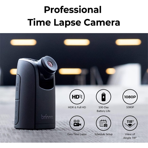 Brinno Time Lapse Camera TLC300, 2023 Timelapse Camera Outdoor Construction, Outdoor & Indoor Use, Professional HDR FHD1080P Timelapse Camera with