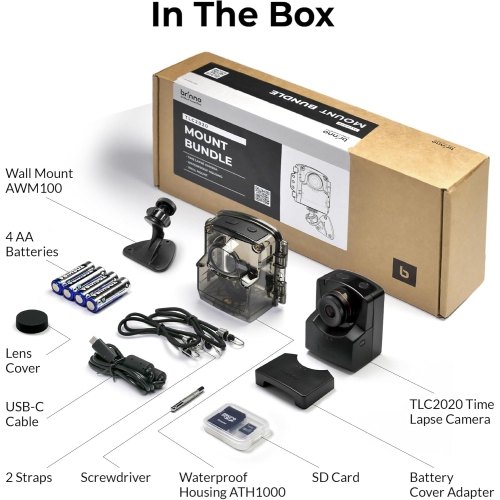 Brinno TLC2020 Outdoor Time Lapse Bundle with: Full HD Camera, IP67 Waterproof Housing, Secure Mount (AWM1000) – HDR – 99 Day Battery – Flexible