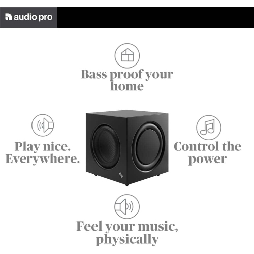 Audio Pro SW-10 Powered Subwoofer w/ 8" Long Throw Woofer & 2x 9" Passive Radiators (Black)