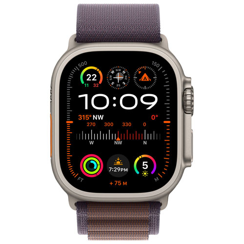 Apple Watch Ultra 2 avec boîtier de 49 mm en titane et bracelet alpin indigo par Koodo - Grand 165-210 mm - Paiement Balance mensuel