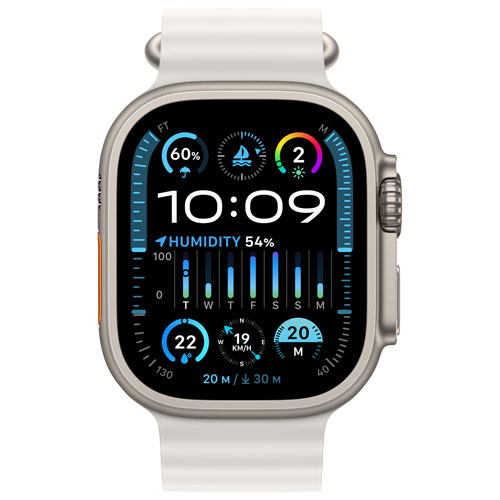 Apple Watch Ultra 2 avec boîtier de 49 mm en titane et bracelet océan blanc par Koodo - Paiement Balance mensuel