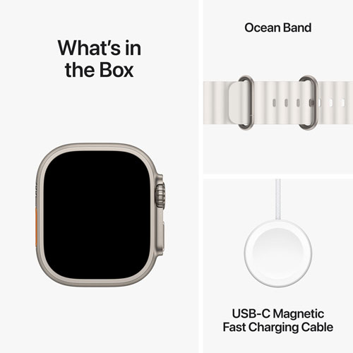 Apple Watch Ultra 2 avec boîtier de 49 mm en titane et bracelet océan blanc par Koodo - Paiement Balance mensuel