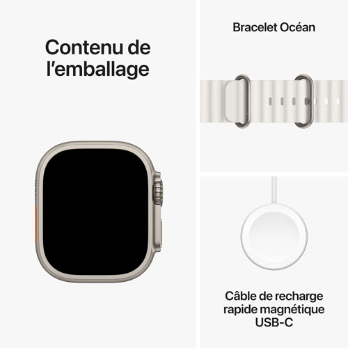 Apple Watch Ultra 2 avec boîtier de 49 mm en titane et bracelet océan blanc par Koodo - Paiement Balance mensuel