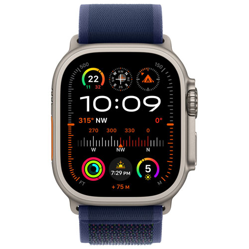 Koodo Apple Watch Ultra 2 (GPS + Cellular) 49mm Natural Titanium Case with Blue Trail Loop - Medium/Large - Monthly Tab Payment