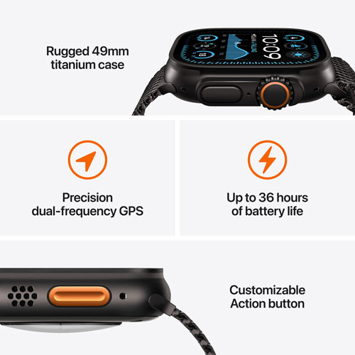Koodo Apple Watch Ultra 2 (GPS + Cellular) 49mm Natural Titanium Case with Blue Trail Loop - Medium/Large - Monthly Tab Payment