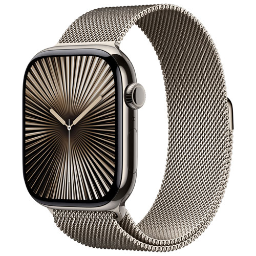 Koodo Apple Watch Series 10 46mm Natural Titanium Case with Natural Milanese Loop - Small/ Medium - Monthly Tab Payment