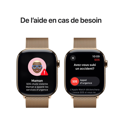 Apple Watch Series 10 avec boîtier de 46 mm en titane or et bracelet à rabat milanais or par Koodo - Petit/Moyen - Paiement Balance mensuel
