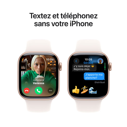 Apple Watch Series 10 avec boîtier de 42 mm en aluminium rose doré et bracelet sport rose tendre par Koodo - Petit/Moyen- Paiement Balance mensuel