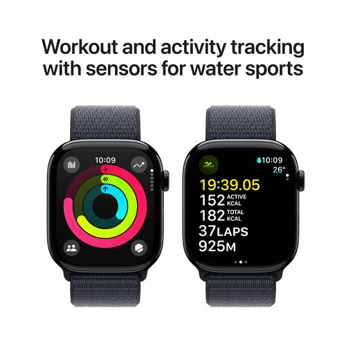 Koodo Apple Watch Series 10 (GPS + Cellular) 46mm Jet Black Aluminum Case with Ink Sport Loop - Monthly Tab Payment