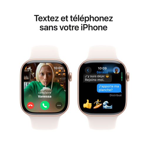 Apple Watch Series 10 avec boîtier de 46 mm en aluminium rose doré et bracelet sport rose tendre par Koodo - Petit/Moyen - Paiement Balance mensuel