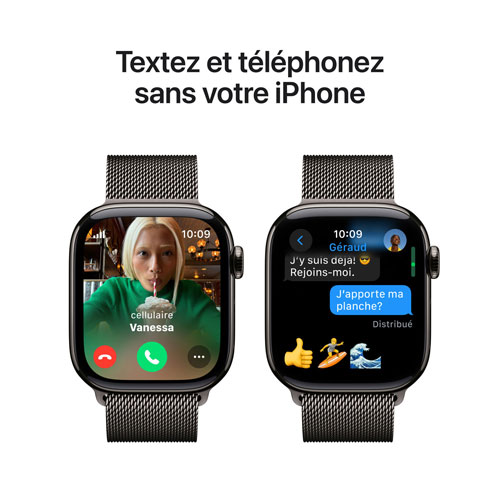 Apple Watch Series 10 avec boîtier de 42 mm en titane ardoise et bracelet milanais à rabat ardoise par Koodo - Moyen/Grand - Paiement Balance mensuel