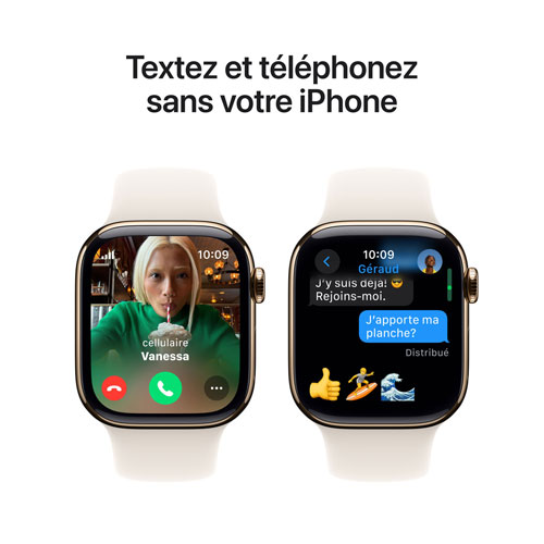 Apple Watch Series 10 avec boîtier de 42 mm en titane doré et bracelet sport Comète par Koodo - Petit/Moyen - Paiement Balance mensuel