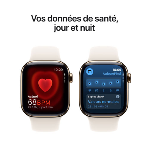Apple Watch Series 10 avec boîtier de 42 mm en titane doré et bracelet sport comète par Koodo - Moyen/Grand - Paiement Balance mensuel