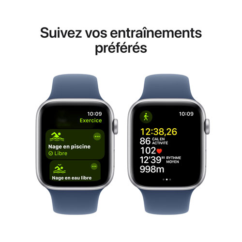 Koodo Apple Watch SE (GPS + Cellular) 44mm Silver Aluminum Case with Denim Sport Band - /Medium